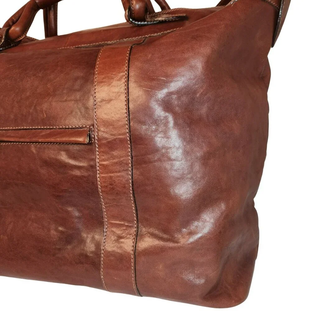 Vintage BiBi Firenze Italian Full Grain Super Soft Leather Travel Bag Duffle Bag